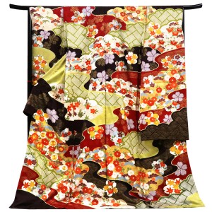 十日町 青柳 振袖 菊 桜 四季花 黒色［198,000円］