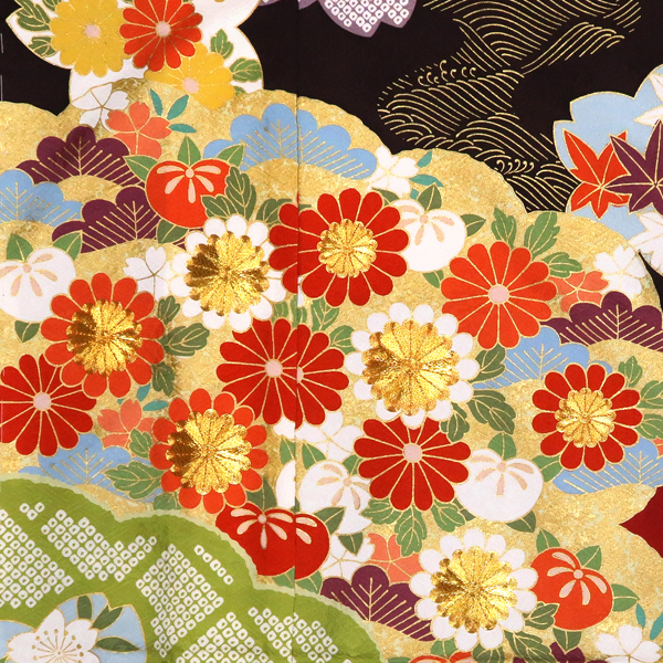 十日町 青柳 振袖 菊 桜 四季花 黒色［198,000円］ 枚目