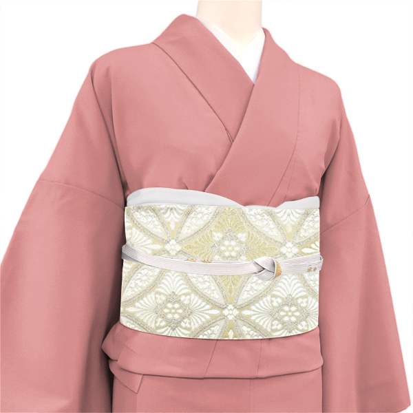 袋帯 フォーマル 大光 白 クリーム色 西陣織 花七宝 絹 枚目