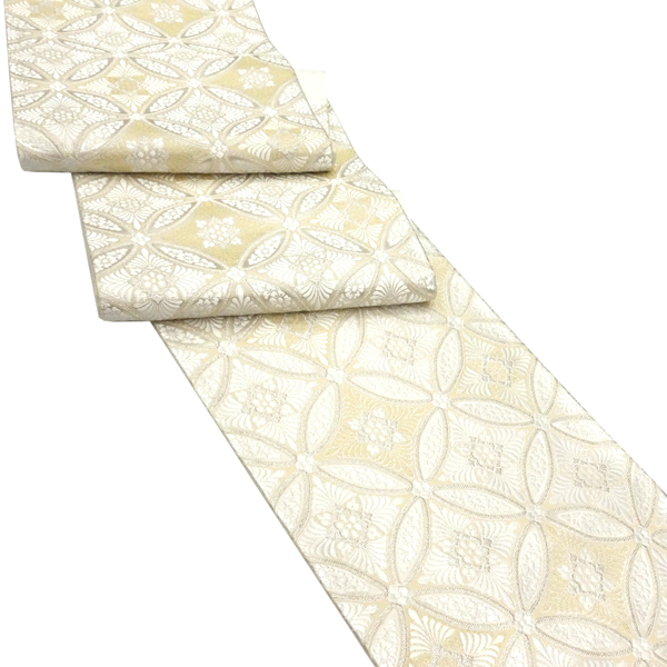 袋帯 フォーマル 大光 白 クリーム色 西陣織 花七宝 絹 枚目