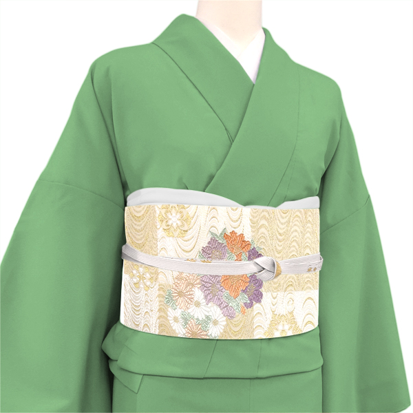 丸勇 唐織袋帯  白 ベージュ 市松［38,000円］ 枚目