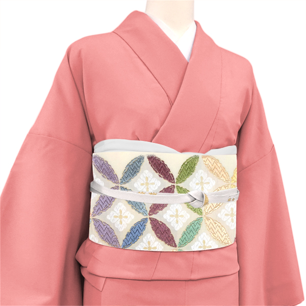 丸勇 唐織袋帯 白 ベージュ 七宝［38,000円］ 枚目