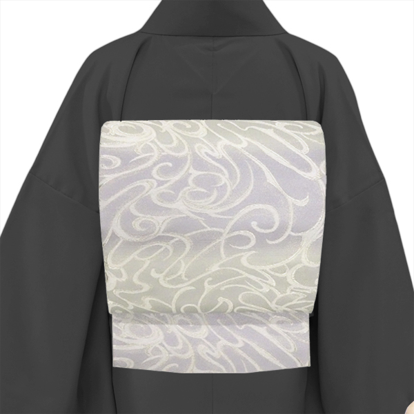 佐々木染織 袋帯 フォーマル 紫 シルバー 流水 正絹 西陣織［36,300円］ 枚目