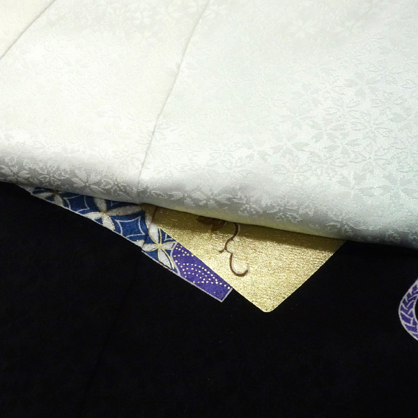 お宮参り 京友禅 男の子産着 白 鷹 色紙 初着 のしめ 着物 祝い着 正絹 赤ちゃん 絹［60,500円］ 枚目