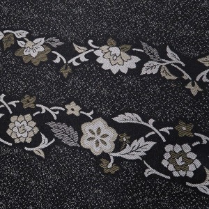 岡重 お召 黒 着物 正絹