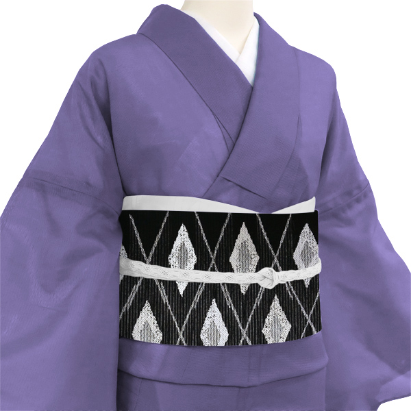 佐々木染織 夏袋帯 西陣織 正絹 黒 菱［29,500円］ 枚目