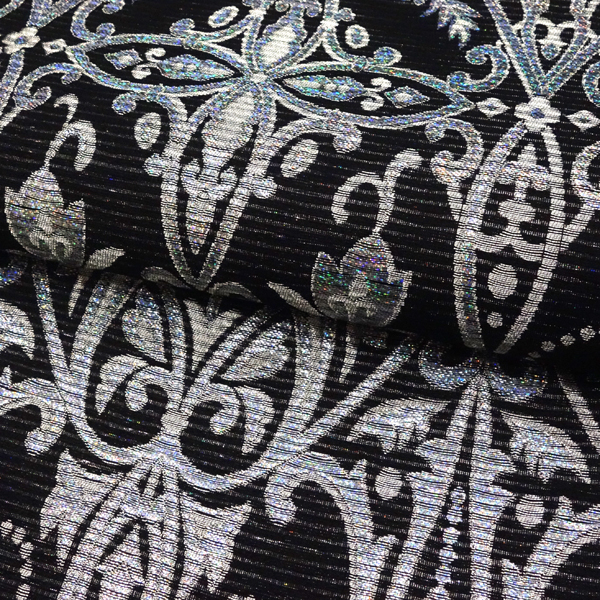 佐々木染織 夏袋帯 絽袋帯 黒 西陣織 アラベスク風文様 絹 夏帯［36,300円］ 枚目