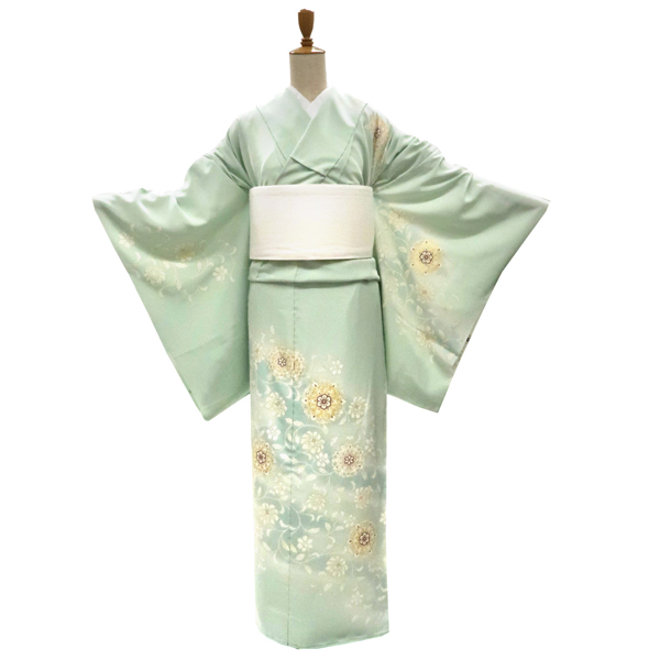 吉澤の友禅 訪問着 黄緑 華文 唐草 正絹［253,000円］ 枚目