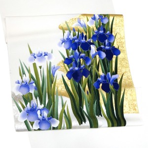 一富司 名古屋帯 正絹 白 菖蒲［188,000円］