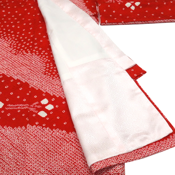 お宮参り 女の子産着 赤色 正絹 絞り 着物 初着 のしめ 手毬［121,000円］ 枚目