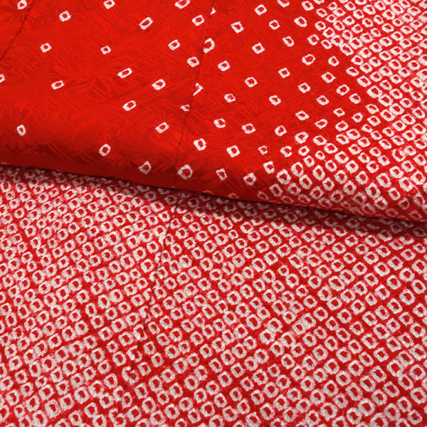 お宮参り 女の子産着 赤色 正絹 絞り 着物 初着 のしめ 手毬［121,000円］ 枚目