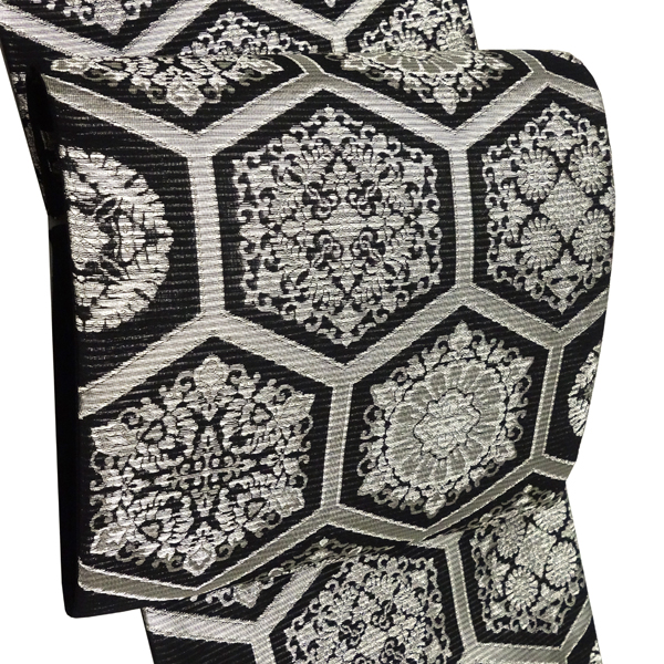 佐々木染織 夏袋帯 絽袋帯 黒 西陣織 亀甲 正絹［36,300円］ 枚目