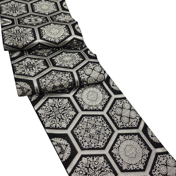 佐々木染織 夏袋帯 絽袋帯 黒 西陣織 亀甲 正絹［36,300円］ 枚目