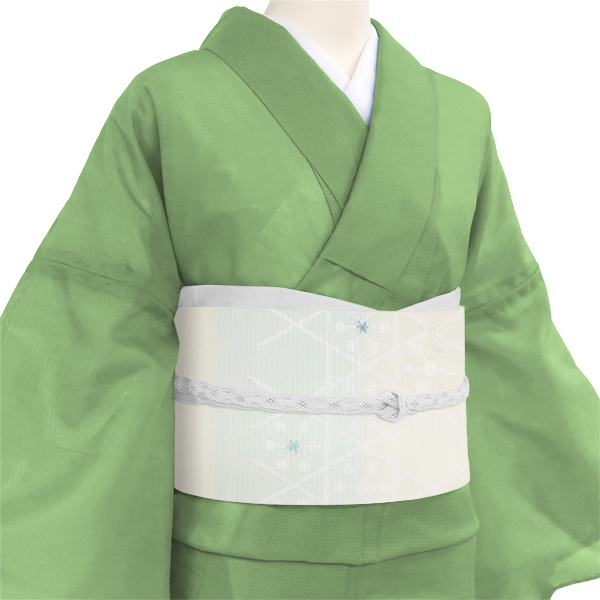 京都イシハラ 夏絽名古屋帯 白×水色 西陣織 籠目 正絹 夏帯［28,600円］ 枚目