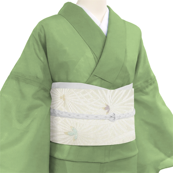 佐々木染織 夏絽名古屋帯 白色 西陣織 花 菱格子 絹 夏帯 夏九寸帯［28,600円］ 枚目