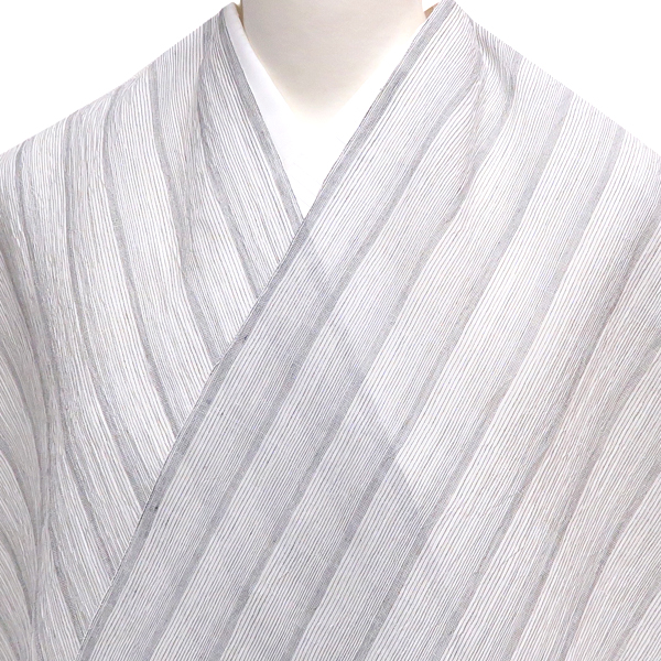 杉山織物 小千谷縮  麻 縞 ストライプ ライトグレー［88,000円］ 枚目
