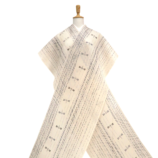 伝統工芸士 白川貞夫 夏芭蕉 紗紬 白新染織  白 トンボ［108,000円］ 枚目