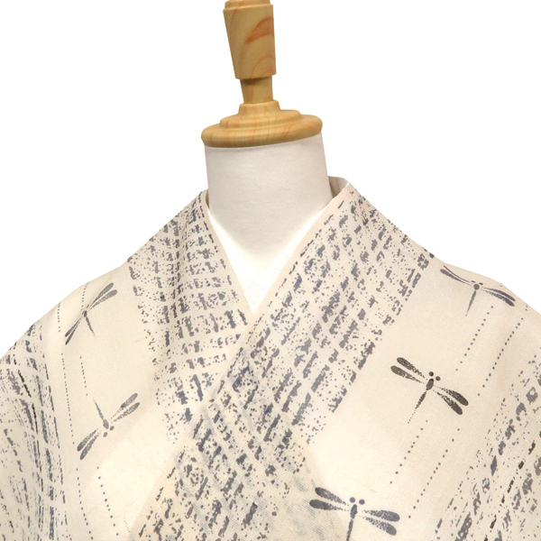 伝統工芸士 白川貞夫 夏芭蕉 紗紬 白新染織  白 トンボ［108,000円］ 枚目