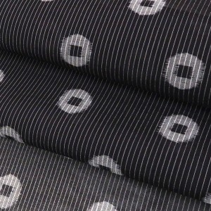 本場夏琉球絣 着物 黒 正絹 夏紬 ［198,000円］