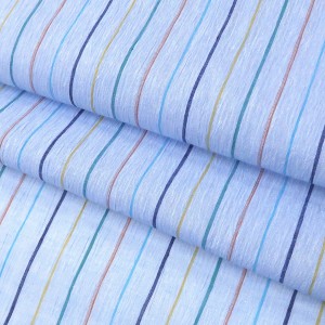 秦荘上布 綿麻着物 水色 縞 ストライプ［48,000円］