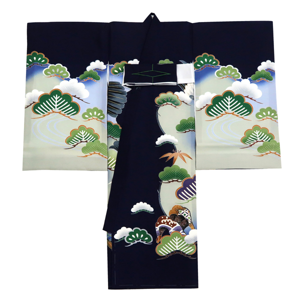 京友禅 男児産着 鷹 鼓 濃紺色［39,800円］ 枚目