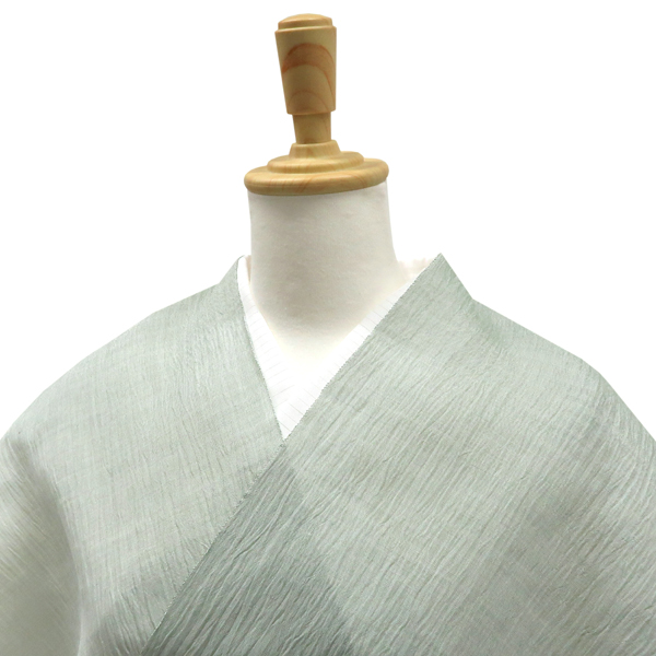 杉山織物 小千谷縮 麻 無地 柳鼠 灰緑［88,000円］ 枚目
