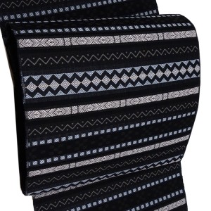 八寸名古屋帯 杜 米沢織 近賢織物 黒色 絹 和紙混紡［58,000円］