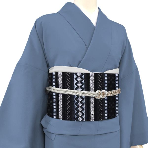 八寸名古屋帯 杜 米沢織 近賢織物 黒色 絹 和紙混紡［58,000円］ 枚目