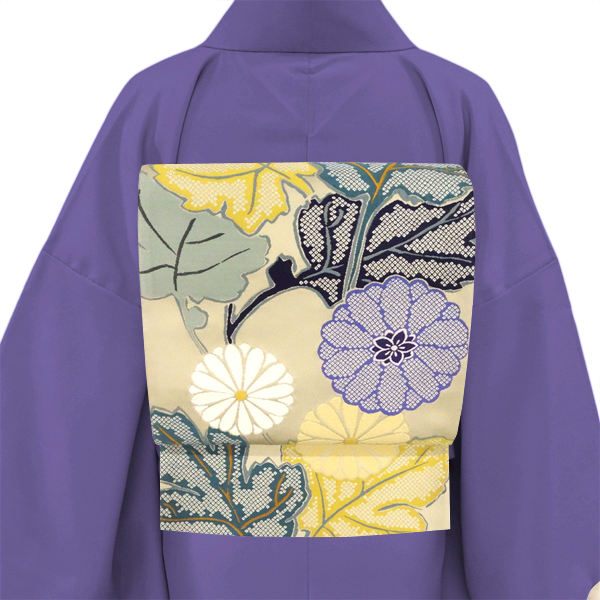 帯のあらた 西陣織袋帯 正絹 ベージュ 菊花繋ぎ 古典柄［198,000円］ 枚目