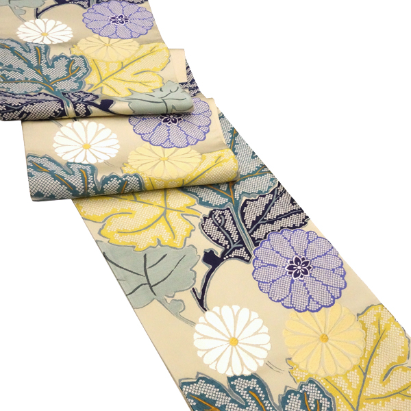 帯のあらた 西陣織袋帯 正絹 ベージュ 菊花繋ぎ 古典柄［198,000円］ 枚目