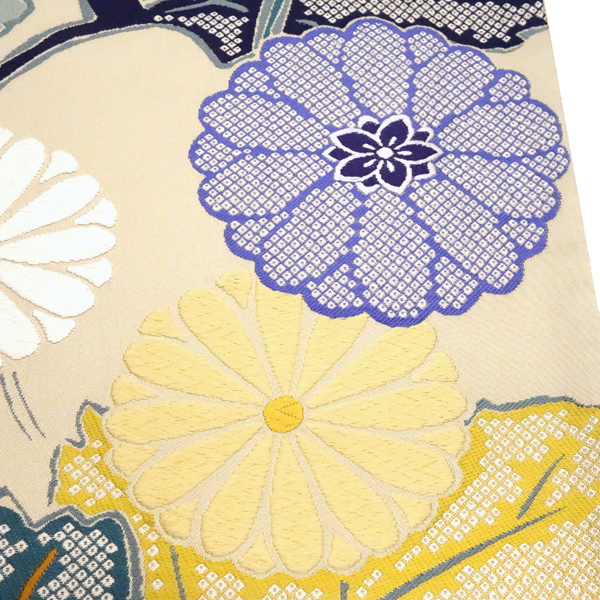 帯のあらた 西陣織袋帯 正絹 ベージュ 菊花繋ぎ 古典柄［198,000円］ 枚目