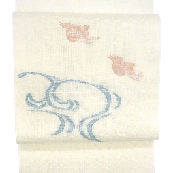 麻名古屋帯 七野 宮岸織物 夏用 白色 千鳥 ちどり［49,500円］ 枚目