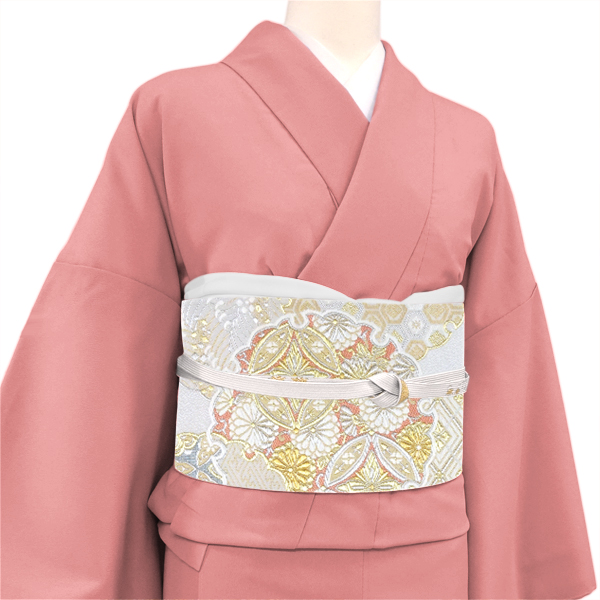 志都香 袋帯 西陣織 絹 雪輪 七宝 四季花 唐花 シルバー 銀色［66,000円］ 枚目