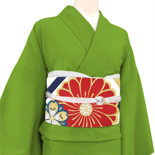 京洛苑たはら 振袖用 袋帯 白 菊 振袖帯 絹 西陣織 古典柄 成人式［36,300円］ 枚目