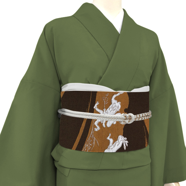 廣部商事 洒落袋帯 茶色 鳥獣戯画 正絹 西陣織［32,800円］ 枚目
