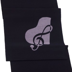 勇屋織物 紬名古屋帯 正絹 ピアノ 音符 黒［49,500円］