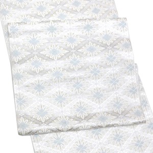 ふくい 名古屋帯 西陣織 正絹 花菱 シルバー［55,000円］