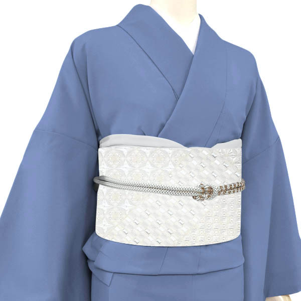 大光 八寸名古屋帯 西陣織 絹 切子 裂取 幾何学文様 白［44,000円］ 枚目
