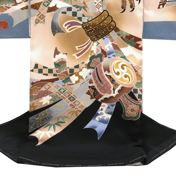 お宮参り 産着 男の子 黒  鷹 束ね熨斗 エ霞 初着 のしめ 着物 祝い着［39,800円］ 枚目