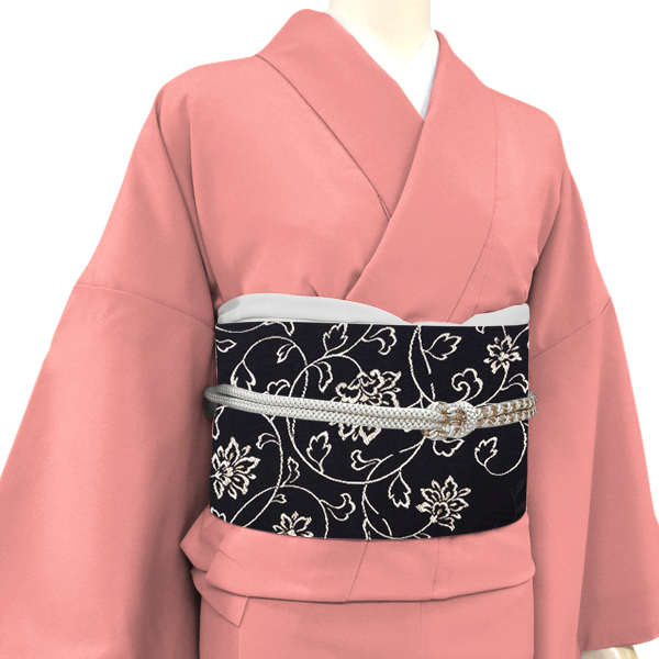 弥栄織物 名古屋帯 西陣織 絹 スリーシーズン帯 唐草 花柄 黒［34,100円］ 枚目