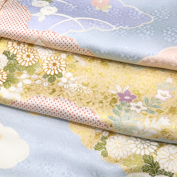吉澤の友禅 訪問着 友禅 水色 花 雲取り［208,000円］ 枚目