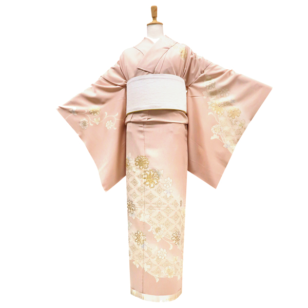 吉澤の友禅 訪問着 友禅 ピンク 十日町 花七宝 牡丹唐花 更紗 着物［208,000円］ 枚目