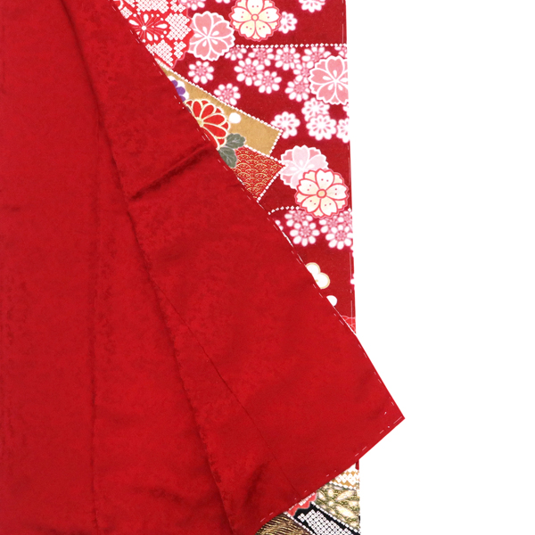 滝泰 振袖 絞り 赤 古典柄 熨斗 菊 桜 フォーマル 着物 枚目