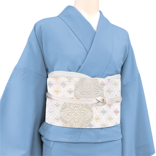 山口美術織物 袋帯 唐織 西陣織 絹 有職七宝八つ藤文 白［107,800円］ 枚目