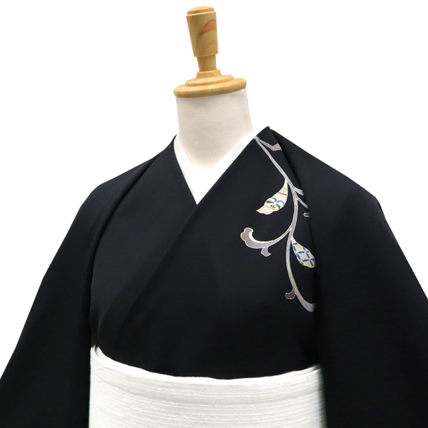 吉澤の友禅 付下 訪問着 黒 十日町友禅 着物 唐草 更紗 正絹［188,000円］ 枚目