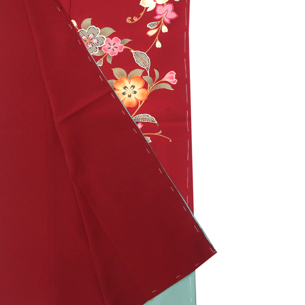 振袖 赤 古典柄 桜 菊 唐草 正絹 成人式［98,000円］ 枚目