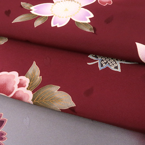 振袖 赤色 古典柄 牡丹 菊 桜 紅葉 正絹 成人式［98,000円］ 枚目