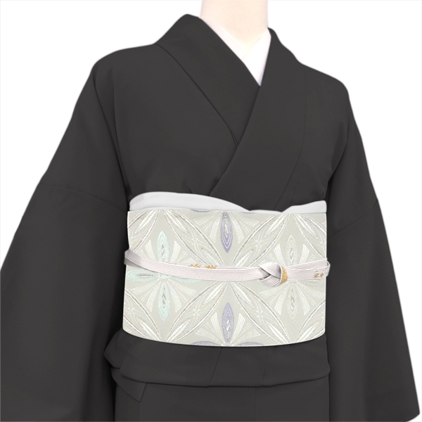 河合美術織物 袋帯 西陣織 フォーマル シルバー 正絹 花七宝［176,000円］ 枚目