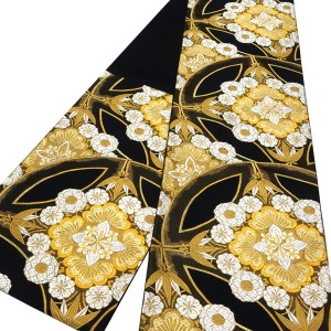 絲屋善創 袋帯 振袖用 西陣織 七宝華文 黒 金 成人式 フォーマル 古典柄 絹［143,000円］