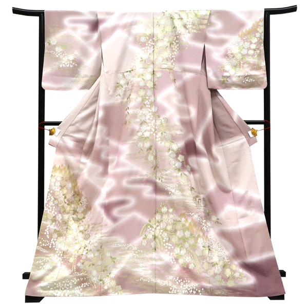 桂由美 関芳 訪問着 正絹 金彩友禅 辻が花 灰桜色 紅藤色［275,000円］ 枚目
